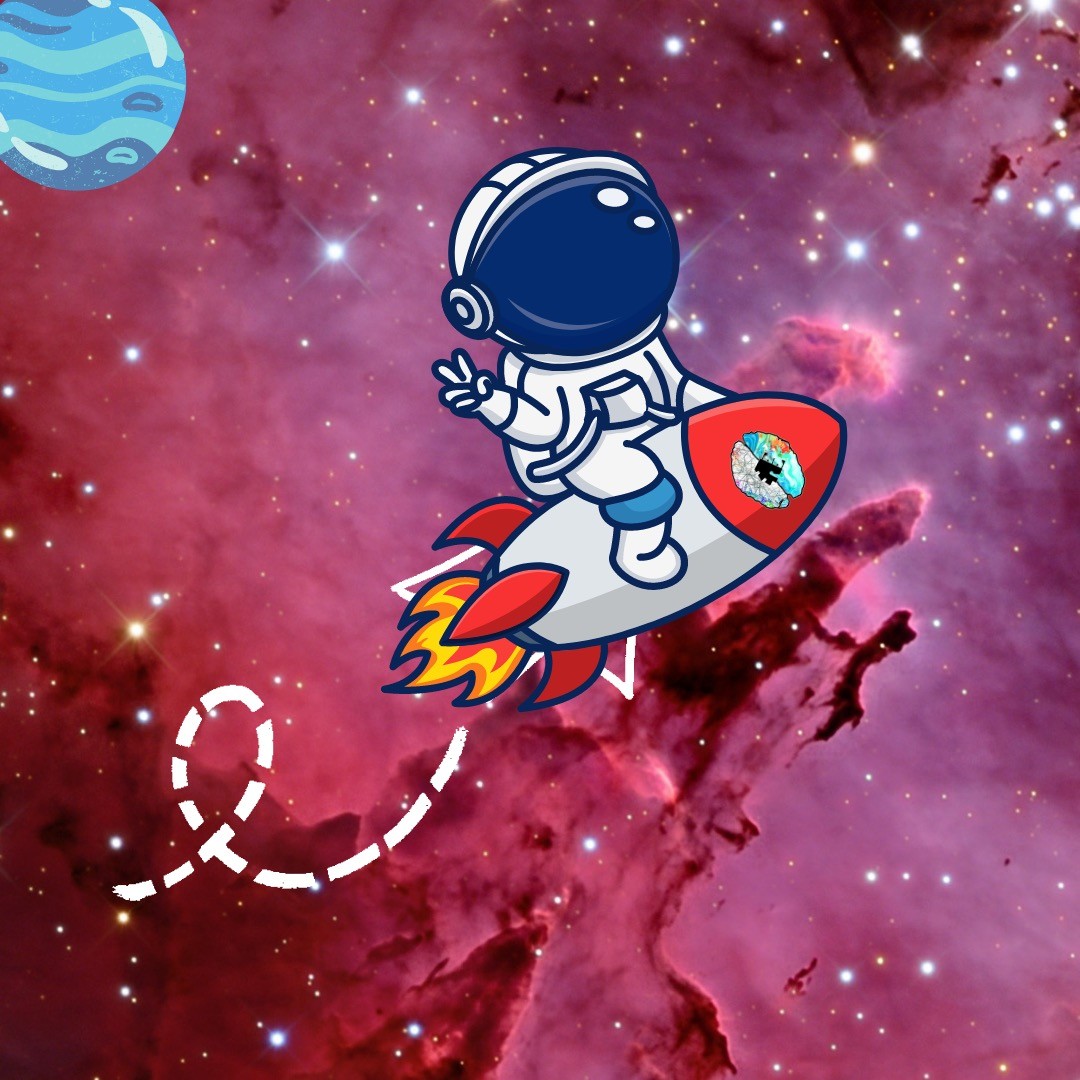Dibujo de un astronauta montando un cohete hacia el espacio